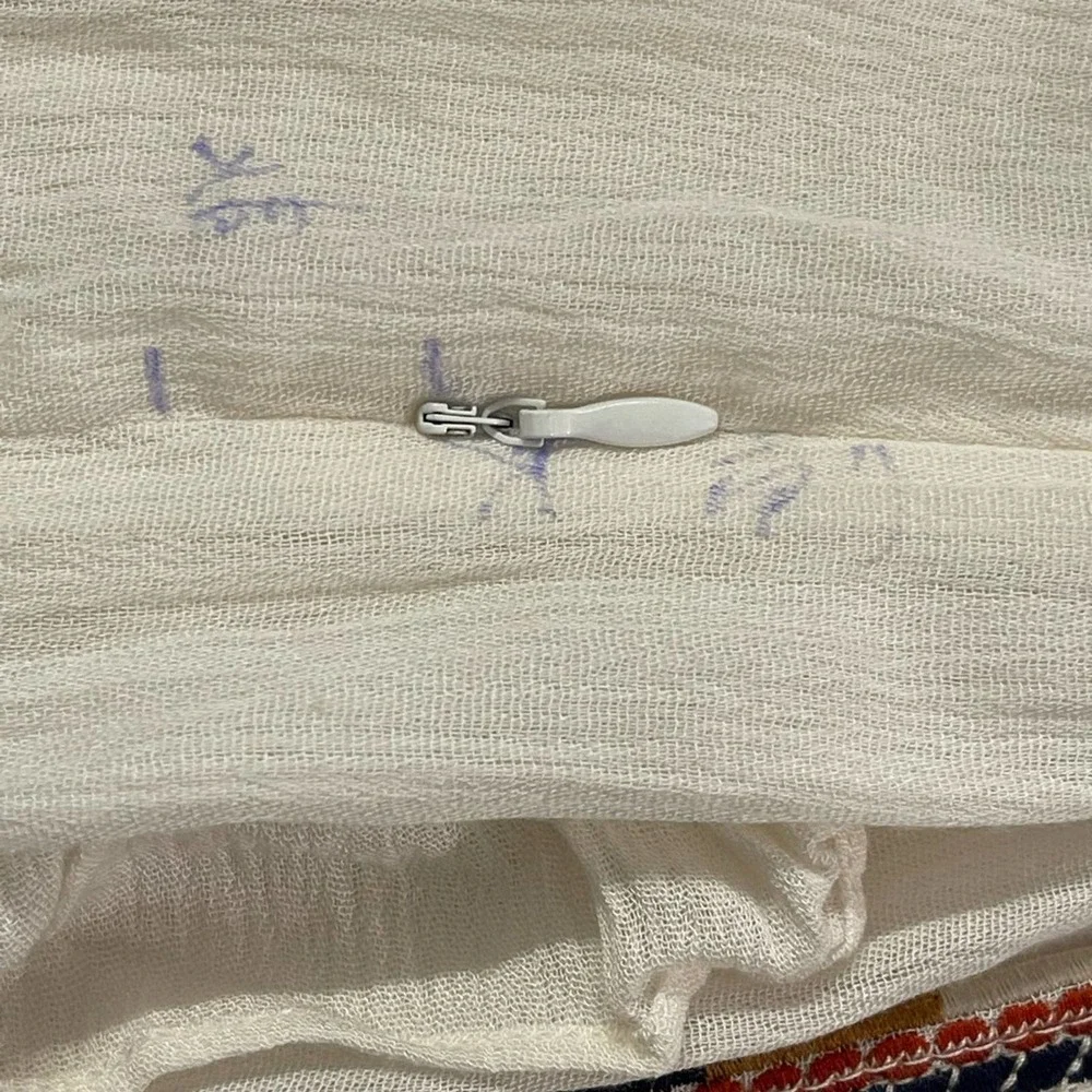 SEE U SOON Boho Style Beige w/Multi Color Cap Ruffled Sleeves & Banded Waistline - Picture 8 of 10